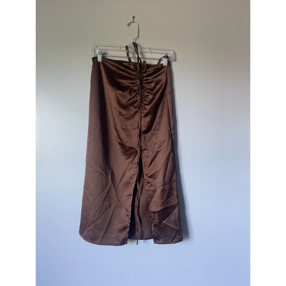 Forever 21 Satin Brown Cinch Style Skirt Y2k Vibes S - Picture 1 of 7